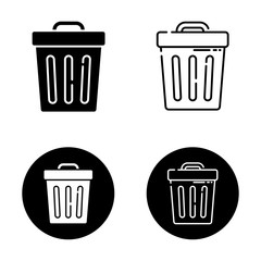 Trash can vector illustration with simple black and white color. Trash can icon