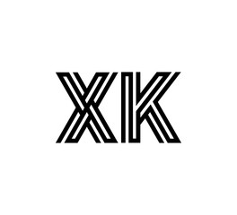 Initial two letter black line shape logo vector XK