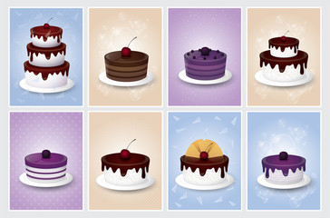 Vector and illustration graphic style,  Delicious Sweet cake Set.