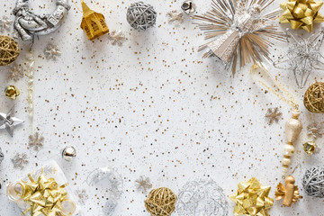 Gold and silver Christmas background.