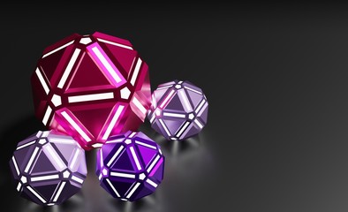 Abstract spheres pentagons 3d shapes render