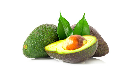 avocado fruits on white background