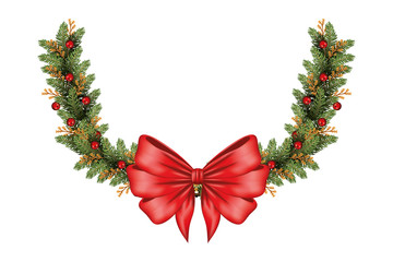 red bow ribbon with wreath decorative icon