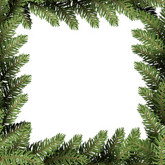 happy merry christmas tree branches frame