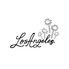 Vector illustration. Los Angeles America. Hand drawn style logo sign.