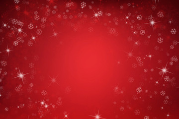 red christmas background with snowflakes and stars