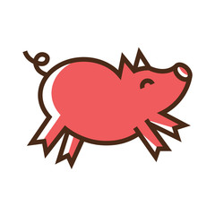 Color icon pig in jump