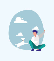 Dog and avatar man vector design