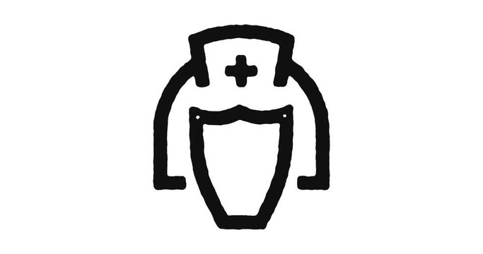Nursing outline icon animation footage/video. Hand drawn like symbol animated with motion graphic, can be used as loop item, has alpha channel and it's at 4K video resolution.