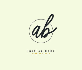 A B AB Beauty vector initial logo, handwriting logo of initial signature, wedding, fashion, jewerly, boutique, floral and botanical with creative template for any company or business.