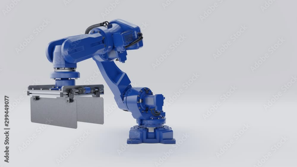 Poster testing and handling robotic arm on white background. 3d rendering
