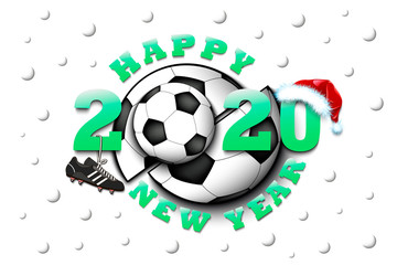 Happy new year 2020 and soccer ball