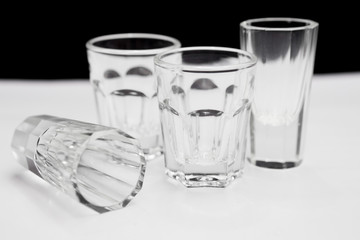  Shot glass  on white and black background