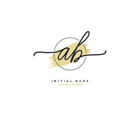 Obraz premium A B AB Beauty vector initial logo, handwriting logo of initial signature, wedding, fashion, jewerly, boutique, floral and botanical with creative template for any company or business.