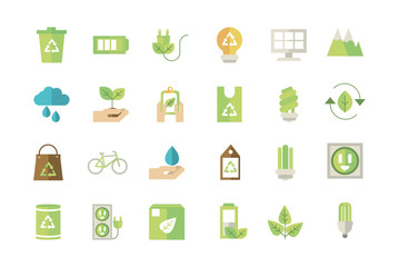 ecological green energy icons collection
