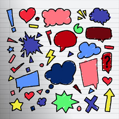 Cute speech bubbles hand drawing doodle design