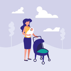 Family members outside vector design