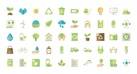 ecological green energy icons collection