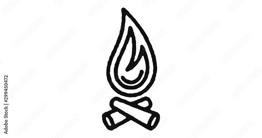 Aufkleber campfire outline icon animation footage/video. hand drawn like symbol animated with motion graphic, 