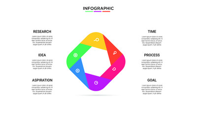 set hexagon color Infographic stack chart design with icons and options or steps. Infographics for business concept. Can be used for presentations banner, workflow layout, process diagram, flow chart 