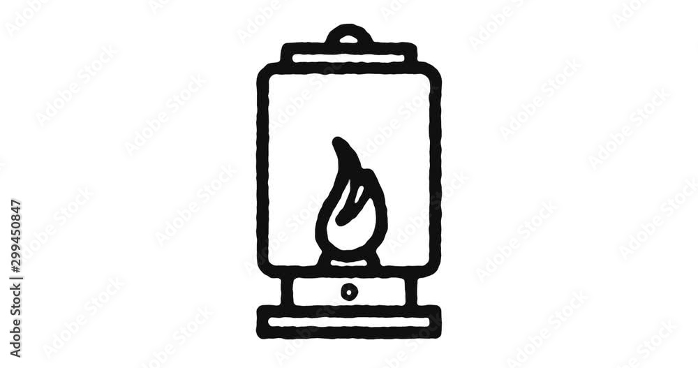 Aufkleber lantern outline icon animation footage/video. hand drawn like symbol animated with motion graphic, c
