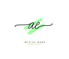 Fototapeta premium A E AE Beauty vector initial logo, handwriting logo of initial signature, wedding, fashion, jewerly, boutique, floral and botanical with creative template for any company or business.