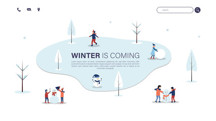 Winter sale banner for website or internet ads. Winter sale season advertise background. winter is coming.