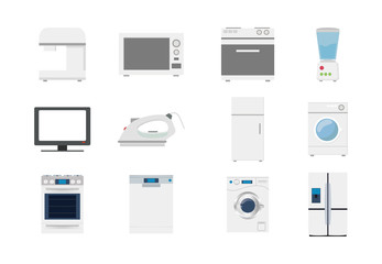 Variety home appliances icon set pack vector design