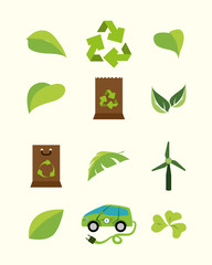 Variety eco and energy icon set pack vector design