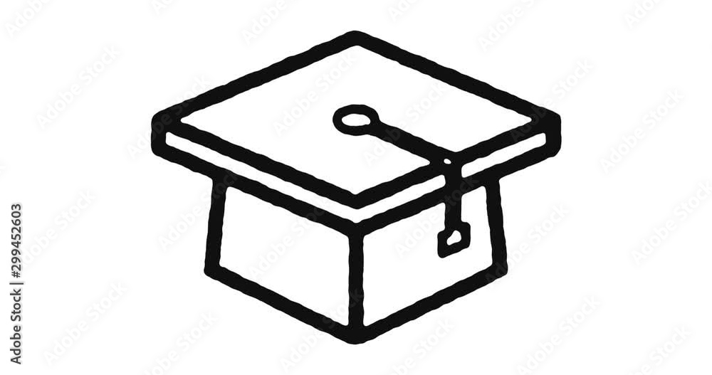 Poster graduation outline icon animation footage/video. hand drawn like symbol animated with motion graphic