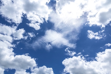 blue sky background with white clouds for text input