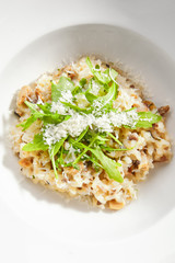 Risotto with boletus forest mushrooms