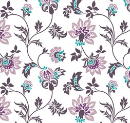 Colorful wedding card design, paisley floral pattern , India	