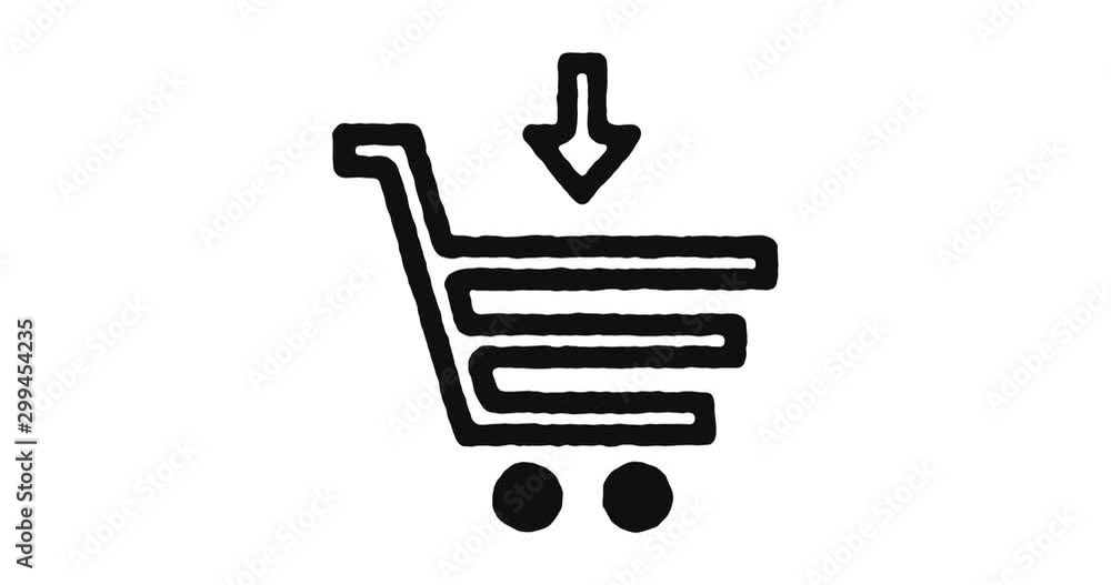 Poster online shopping outline icon animation footage/video. hand drawn like symbol animated with motion gr