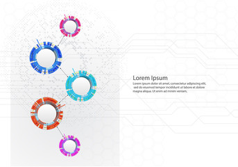 Four steps infographics with circles on White backgraund. Can be used for workflow layout, diagram, business step options, banner, web design. Vector Eps 10