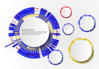 Vector Abstract futuristic circuit board on light gray background, hi-tech digital technology concept. Blank white 3d paper circle label with space for your content, business, network and web design