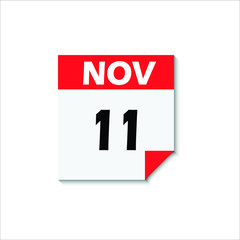 Vector illustration of simple calendar for 11 November. Famous date for sales and promotional.