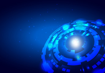 Blue abstract futuristic electronic circle technology background concept, vector illustration