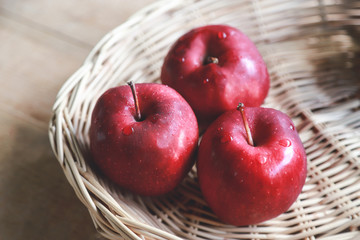fresh apple in basket for eating 