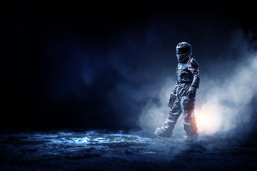 Spaceman and his mission. Mixed media