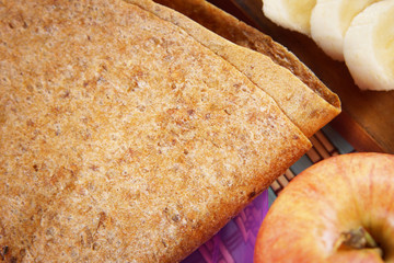 Healthy fruit pastille made of banana and apples. Vegetarian dietetic food
