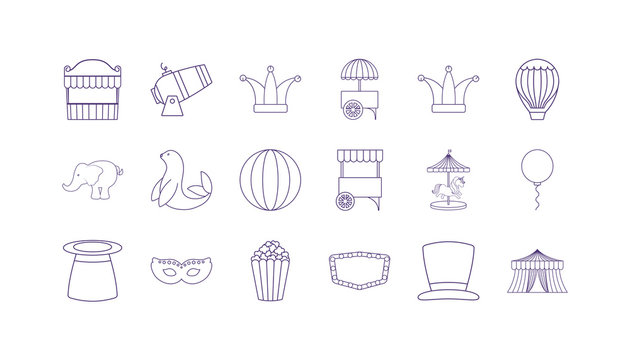 Variety festival icon set pack vector design