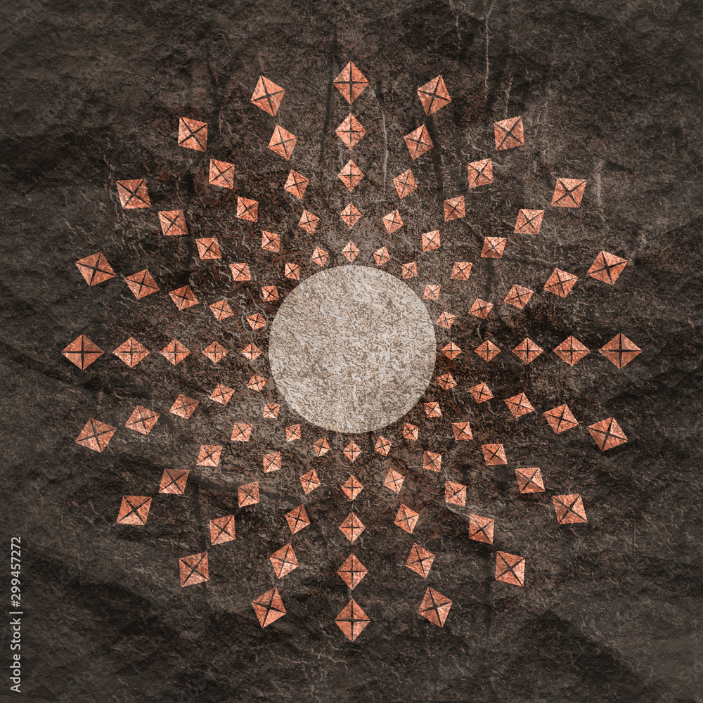 Wall mural radial rhombus in circle form. fireworks explosion background. circular design element. abstract geo