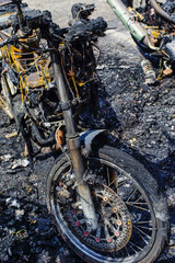 Motorcycle was burned from the arsonist of the terrorists