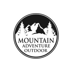 Outdoor mountain nature logo - adventure wildlife pine tree forest design