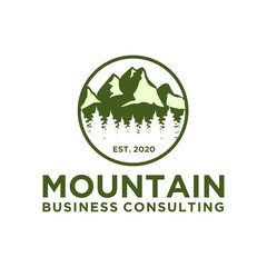 Outdoor mountain nature logo - adventure wildlife pine tree forest design