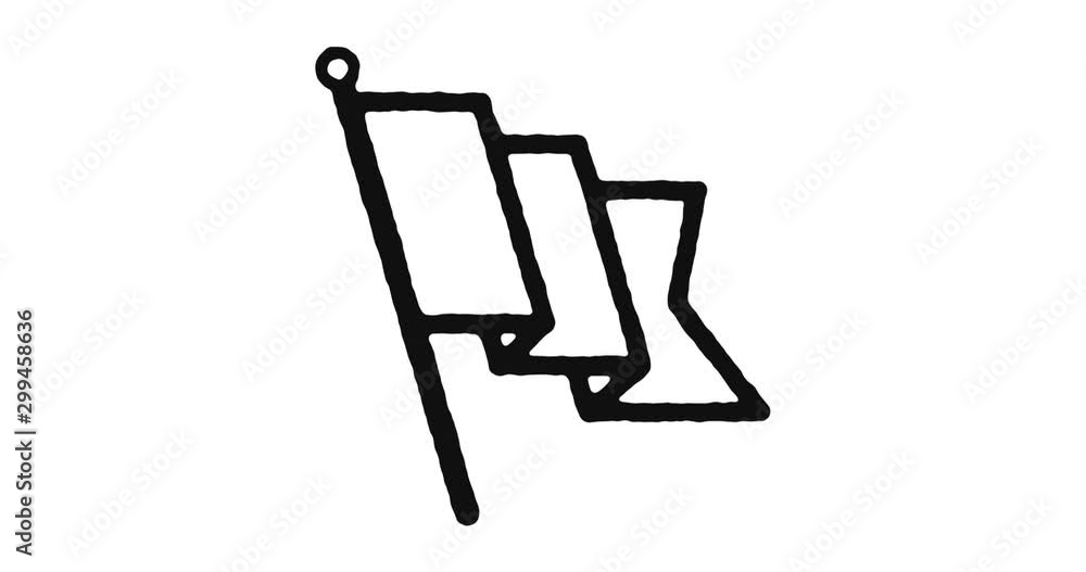 Poster racing flag outline icon animation footage/video. hand drawn like symbol animated with motion graphi
