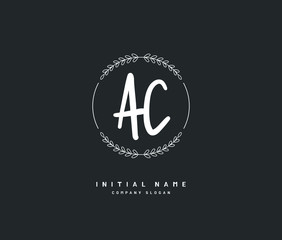 A C AC Beauty vector initial logo, handwriting logo of initial signature, wedding, fashion, jewerly, boutique, floral and botanical with creative template for any company or business.