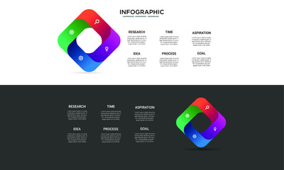 square colorful Infographic stack chart design with icons and options or steps. Infographics for business concept. Can be used for presentations banner, workflow layout, process diagram, flow chart 