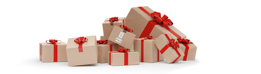 Christmas presents delivered packages 3d-illustration